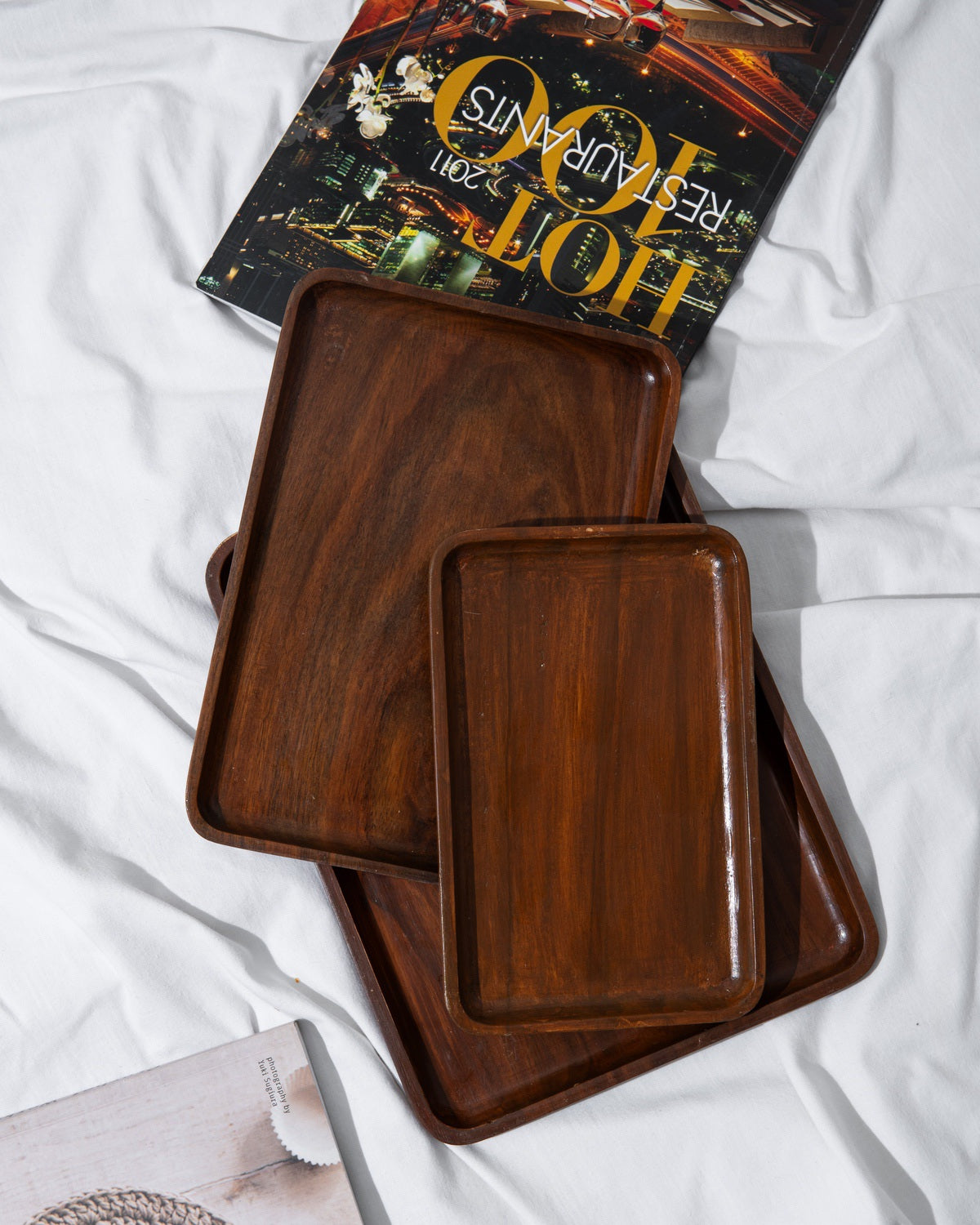 Dark wooden dish - Set of 3