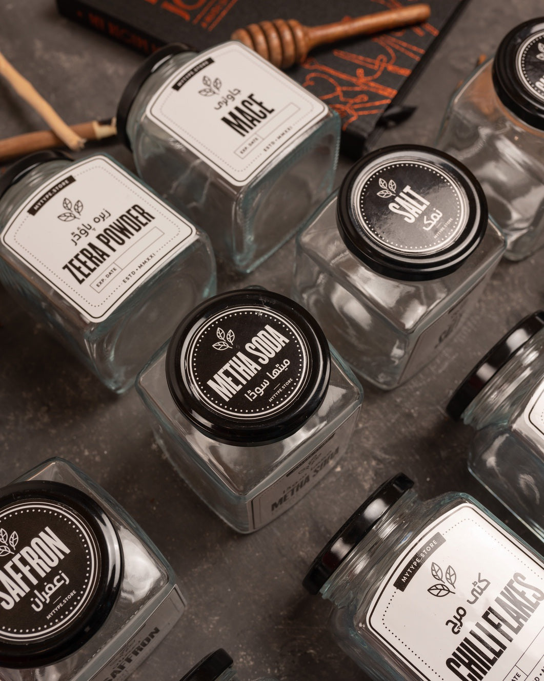 Square Glass Spice Jar - 380ml