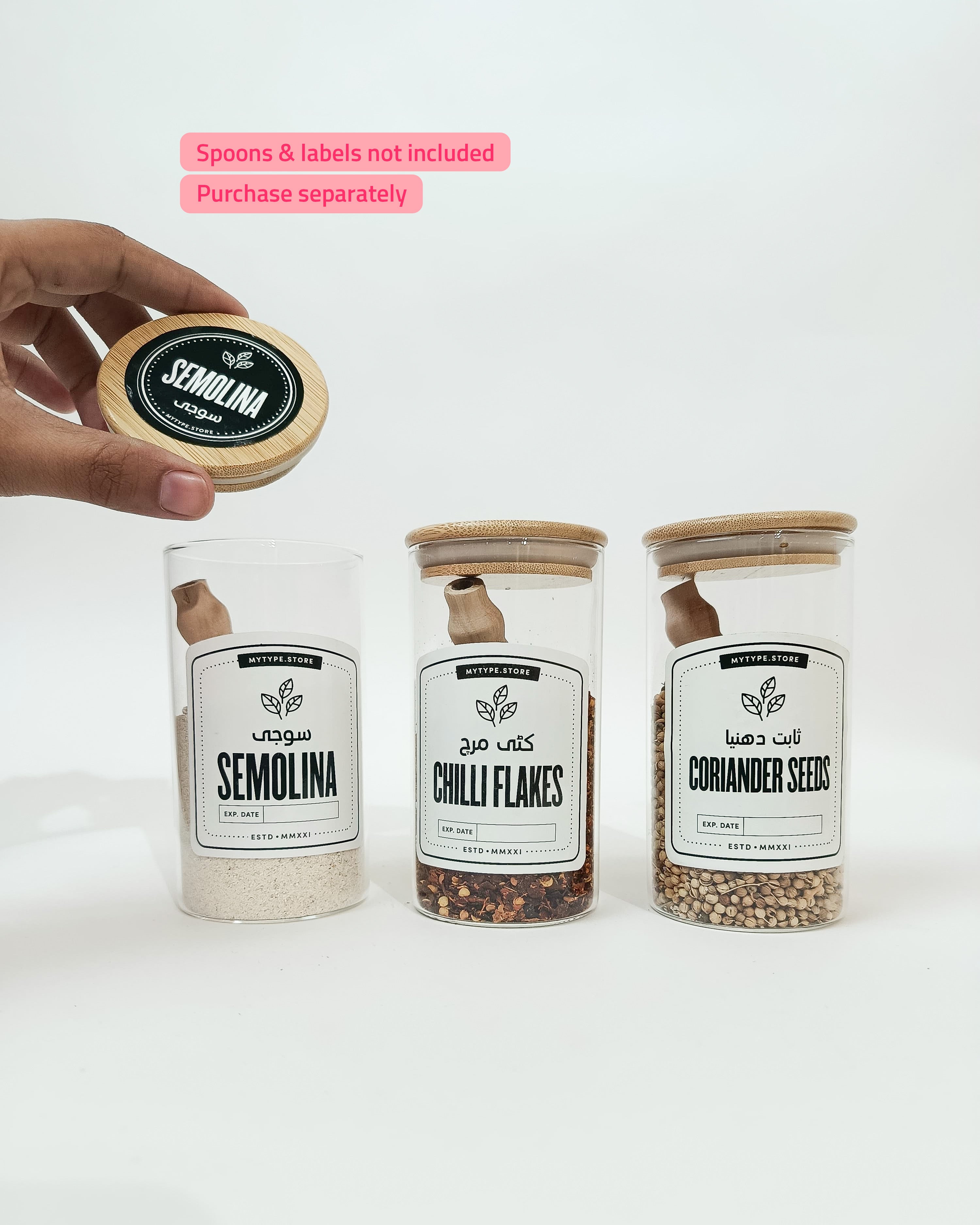 350ml Round jar with wooden lid-Glass