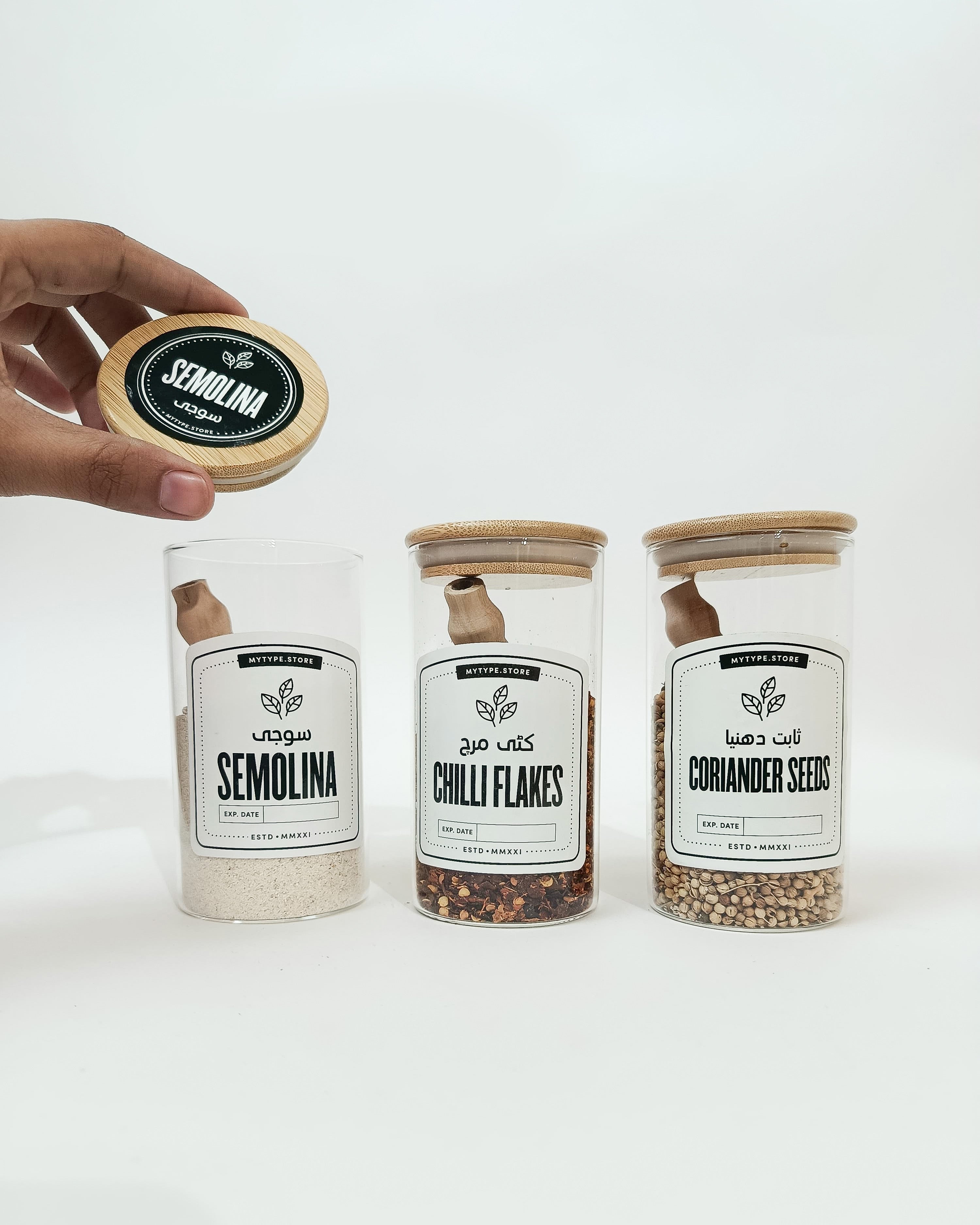 350ml Round jar with wooden lid-Glass