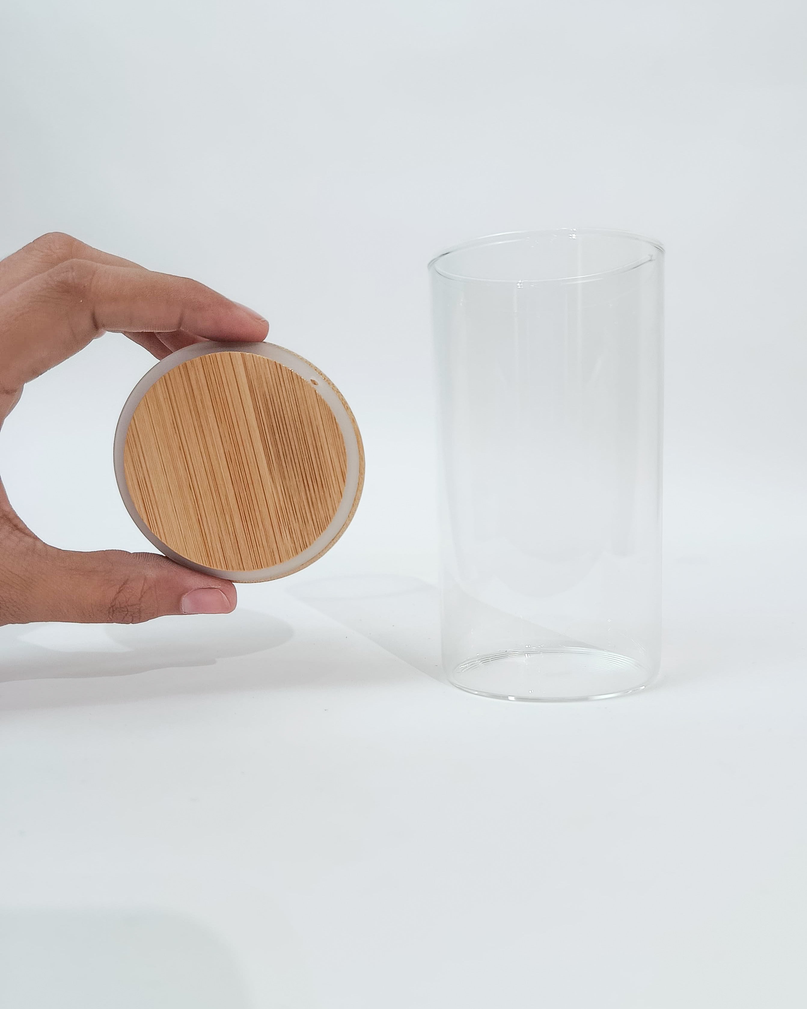 350ml Round jar with wooden lid-Glass
