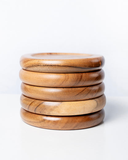 Round wooden coaster sets