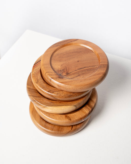 Round wooden coaster sets