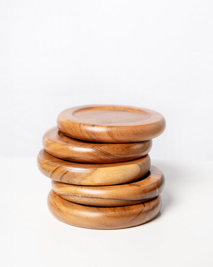 Round wooden coaster sets