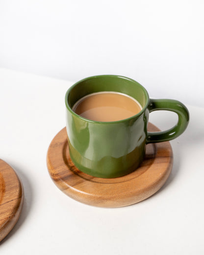 Round wooden coaster sets