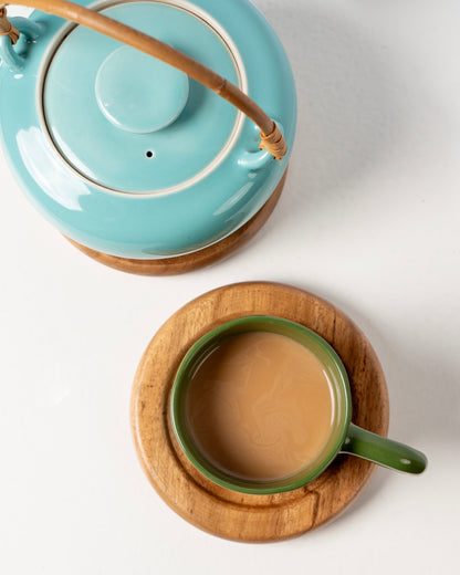 Round wooden coaster sets