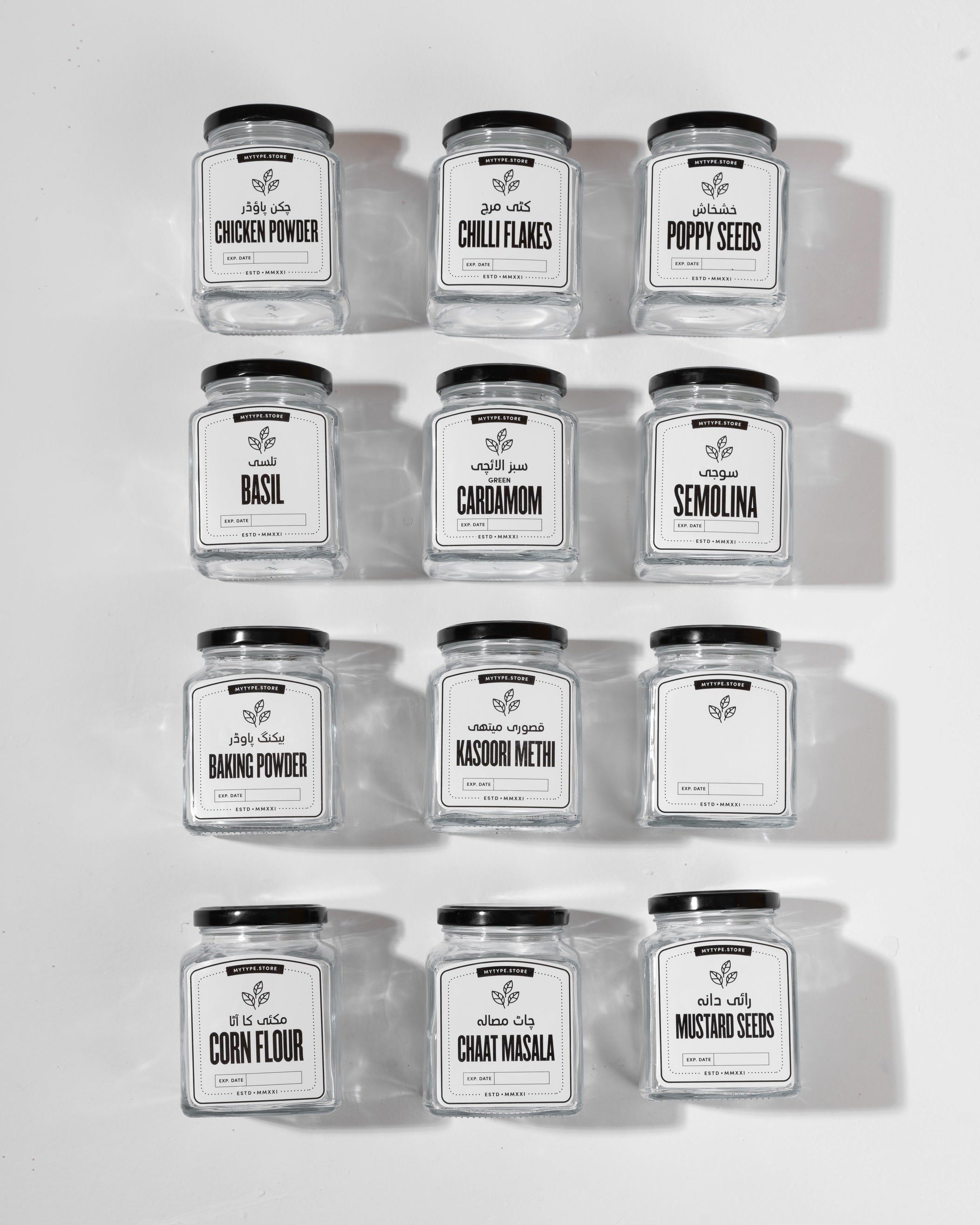 380ml Square Spice Jar-Glass