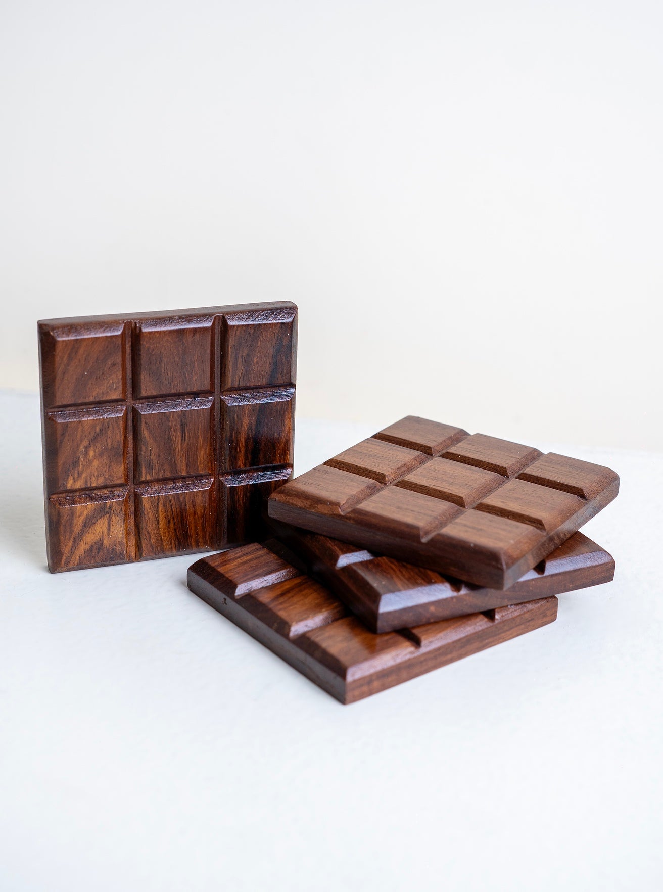 Choco Block wooden Coasters - Set of 4