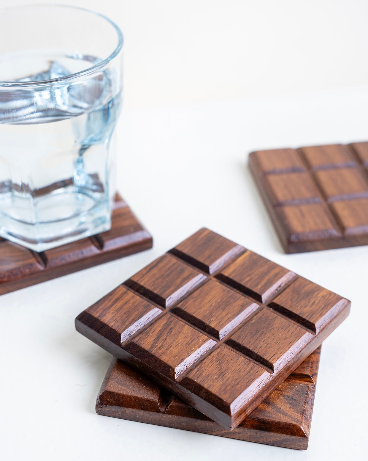 Choco Block wooden Coasters - Set of 4