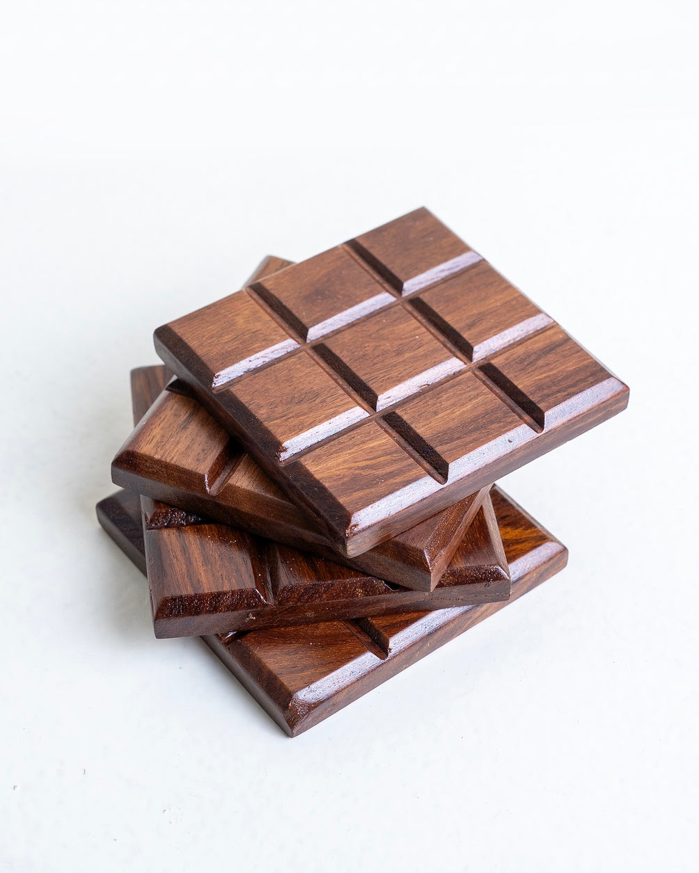 Choco Block wooden Coasters - Set of 4