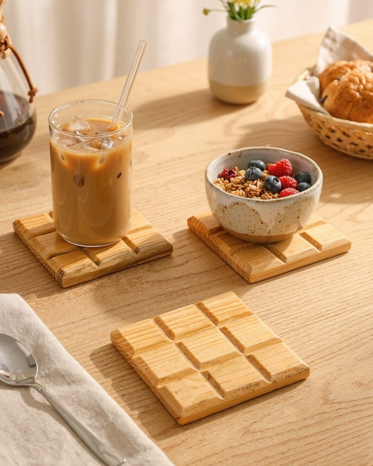 Choco Block wooden Coasters - Set of 4
