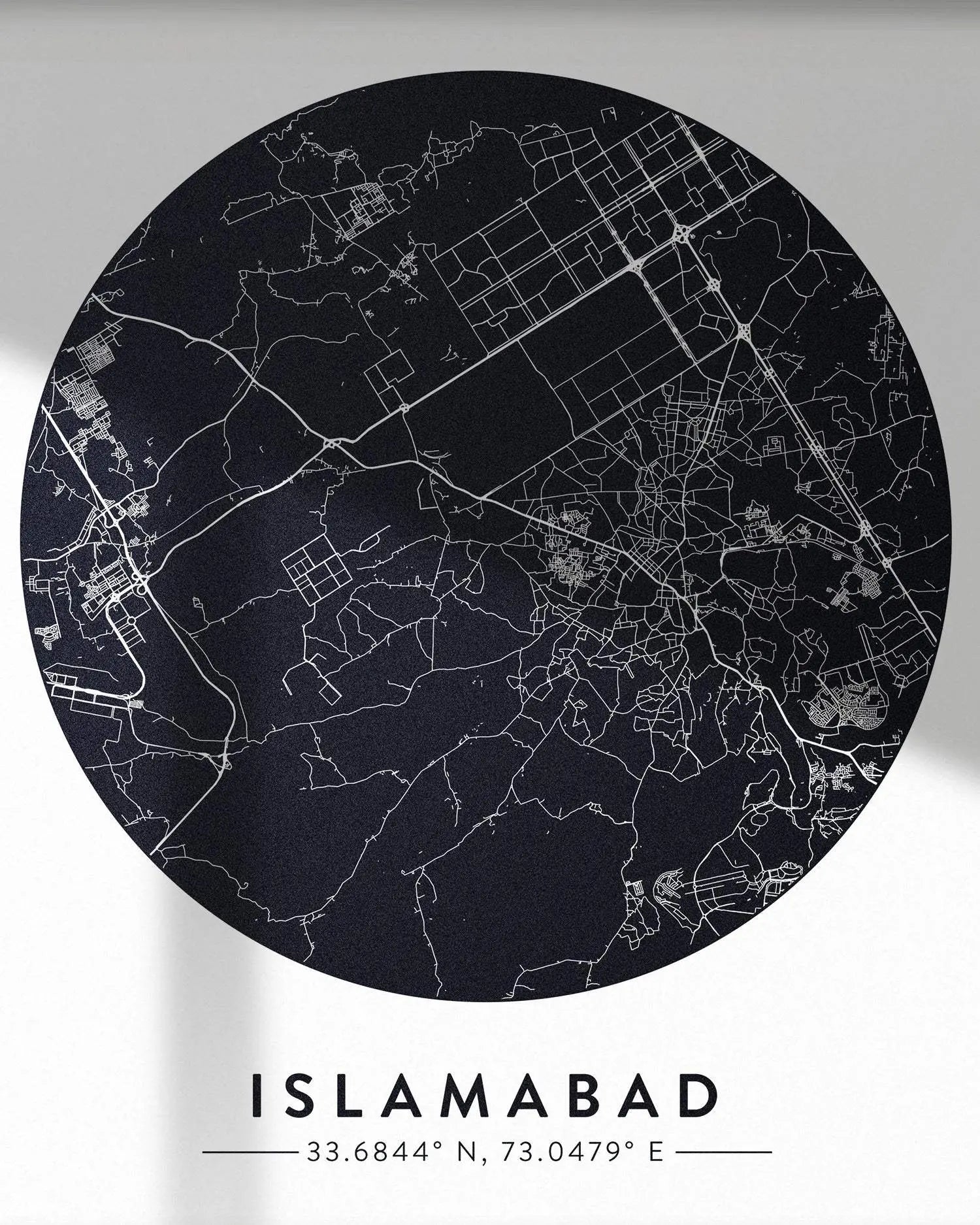 Map of Islamabad - Black square Mytype.store