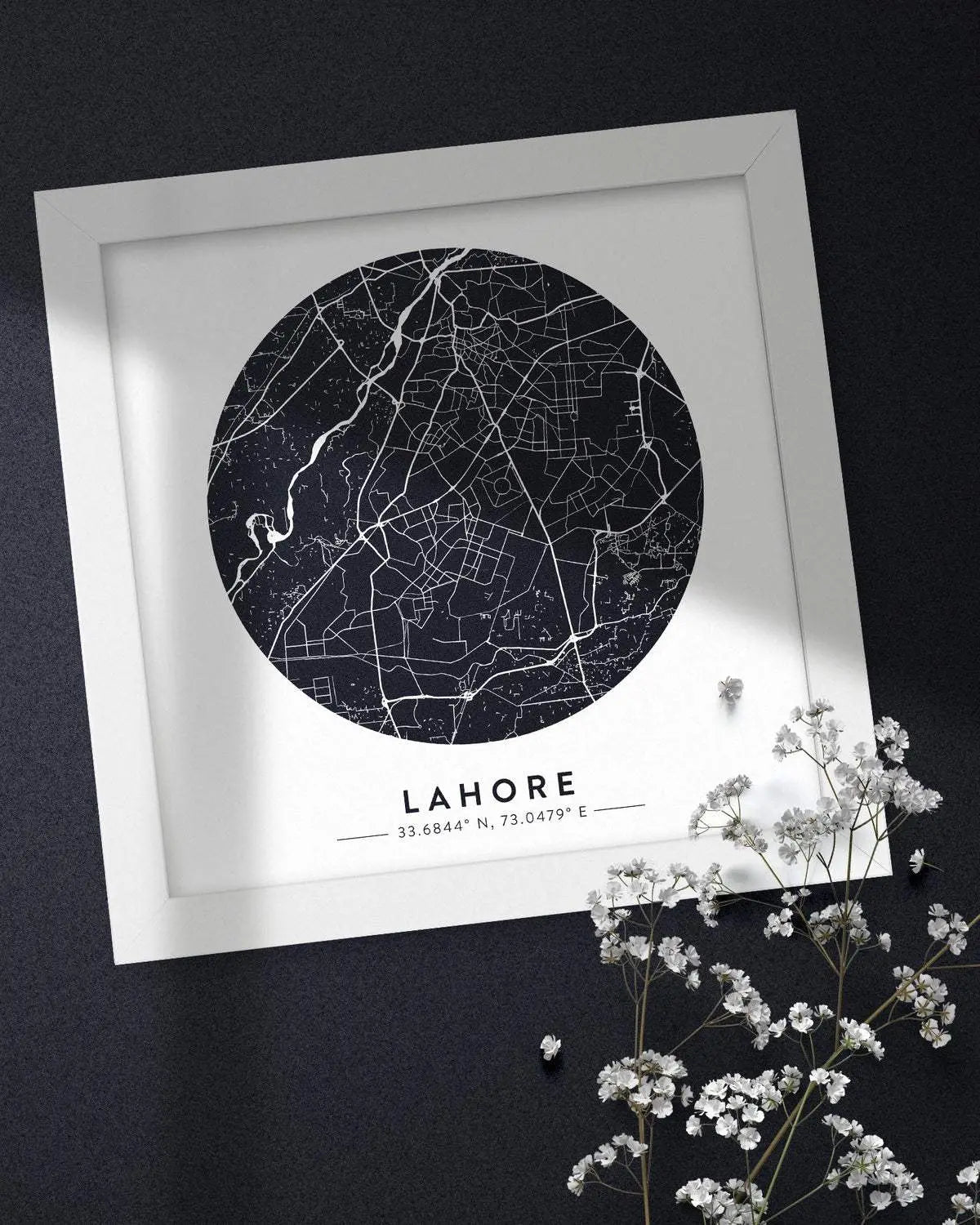 Map of Lahore - White square Mytype.store