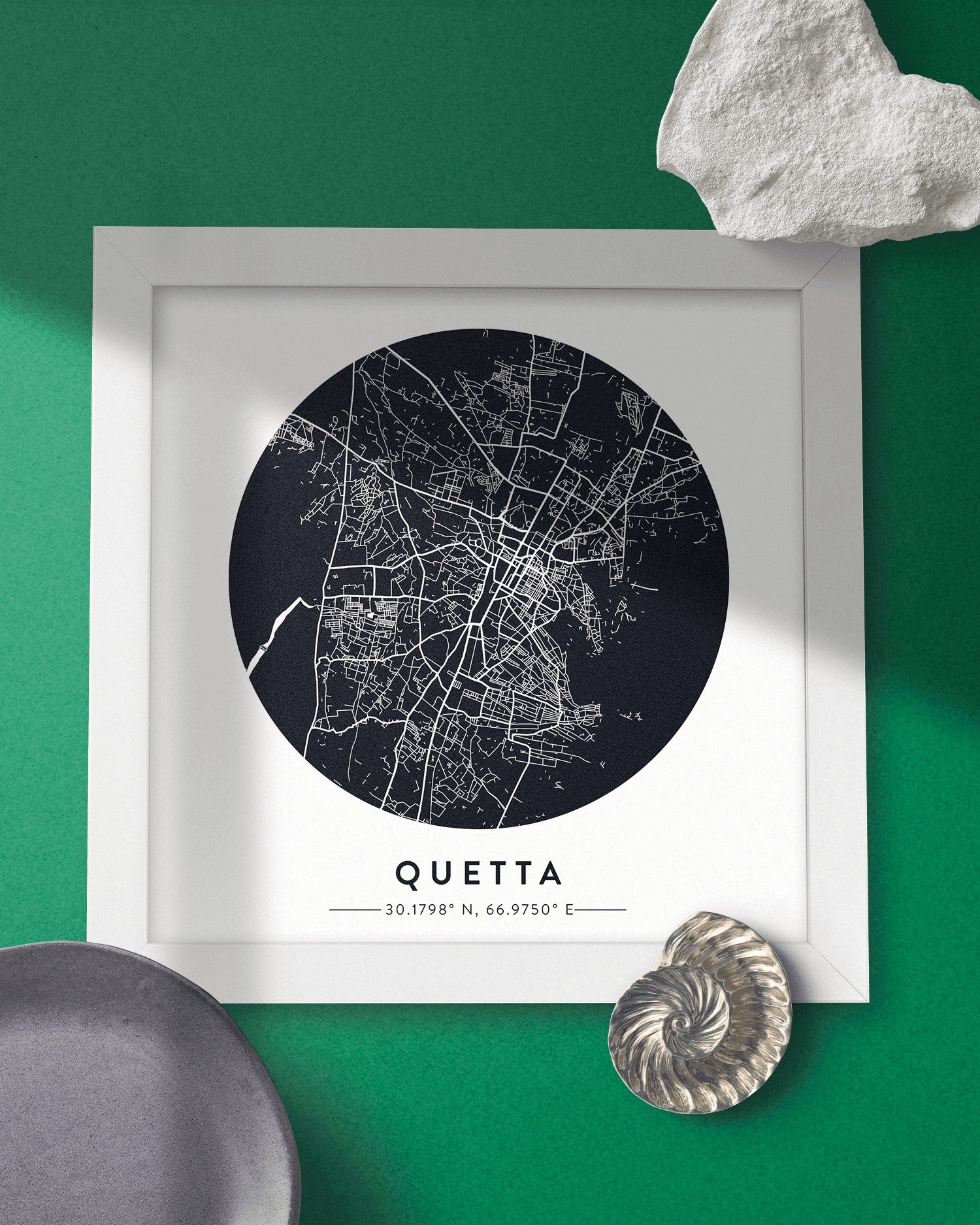 Map of Quetta - White square Mytype.store